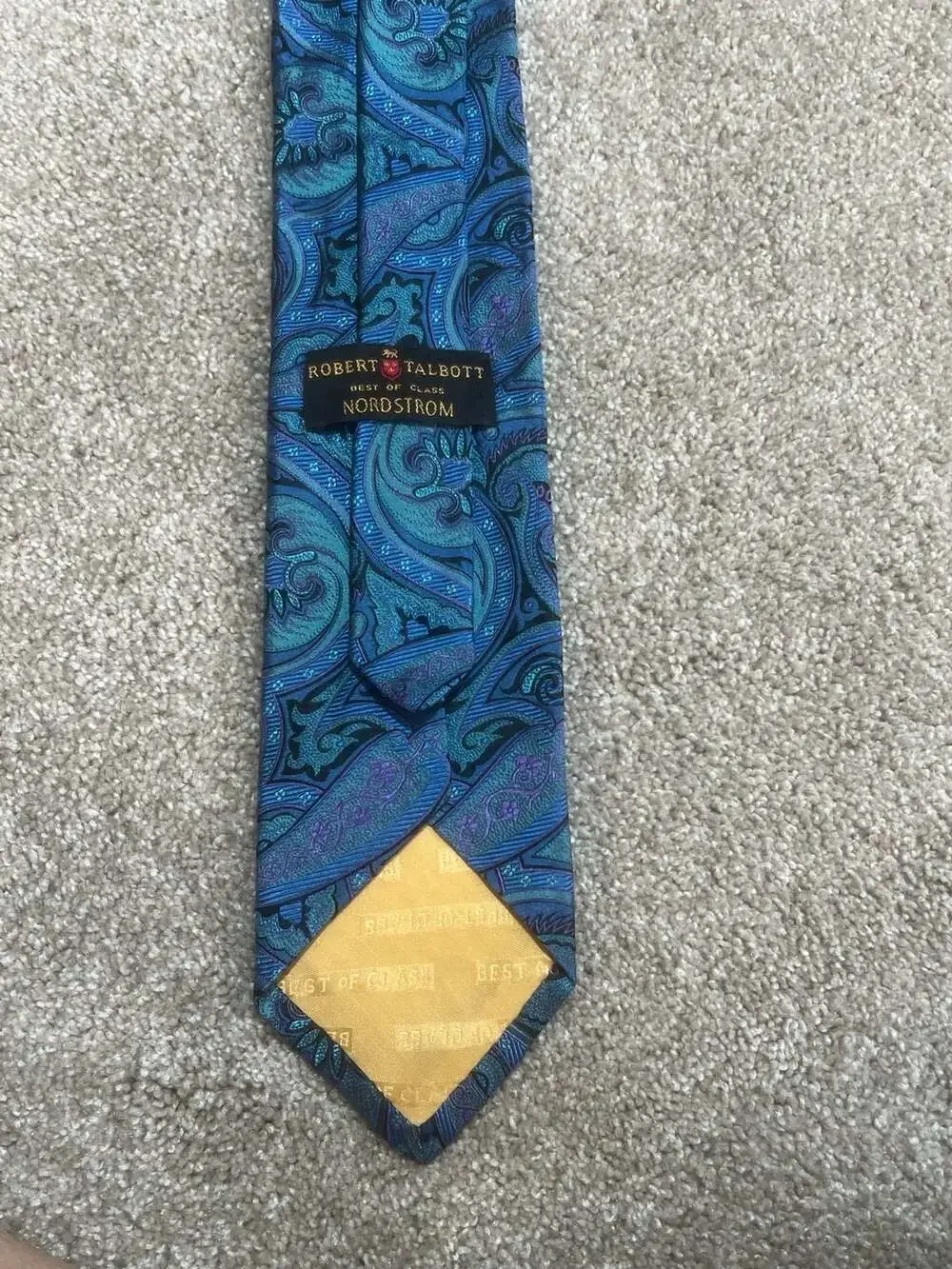 Robert Talbott Best of Class Nordstrom Blue and Teal Paisley Silk Necktie